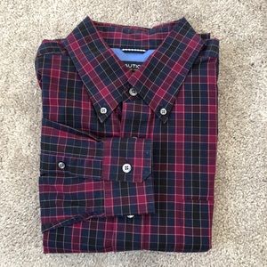 Nautica Long Sleeve Button-Front Shirt Mens Size L